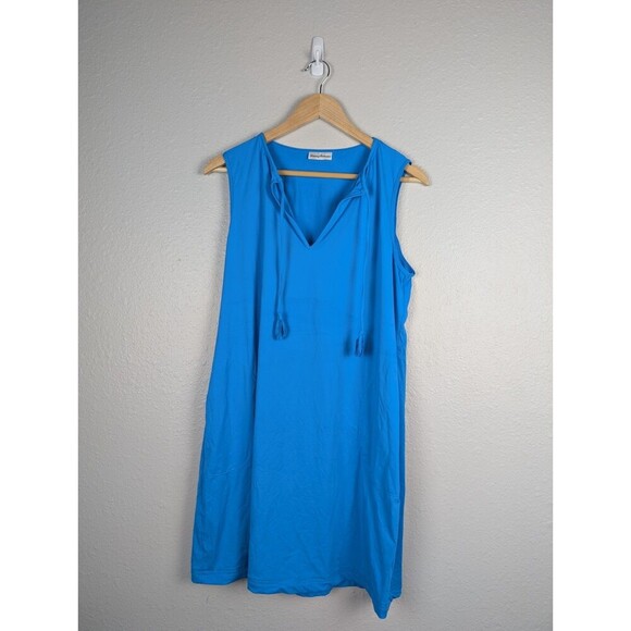 Tommy Bahama Blue Tank Midi Dress Tie String Pockets Size S - Picture 1 of 6